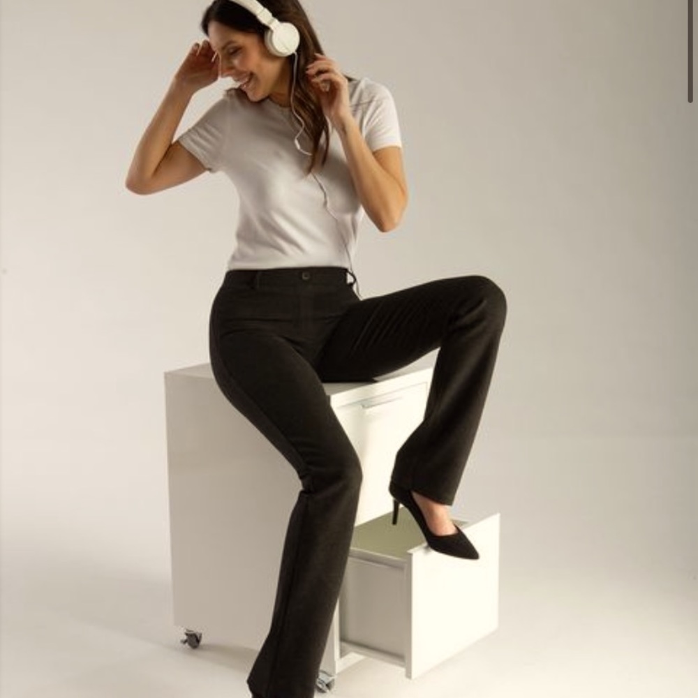 Betabrand Dress Pant Straight Charcoal Petite M